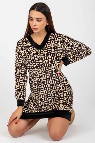 Beige Daydress in Day Dresses with Spandex and Polyester