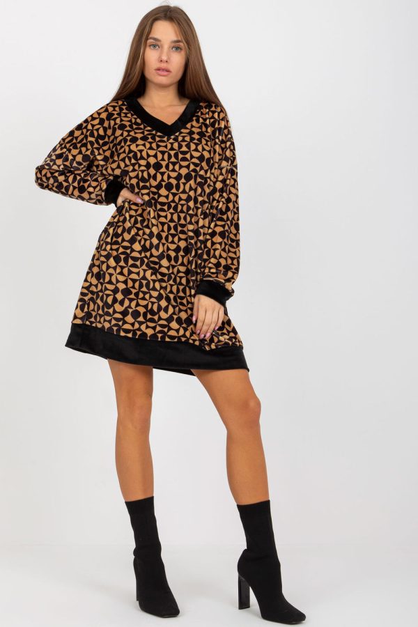Brown Daydress in Day Dresses with Spandex and Polyester