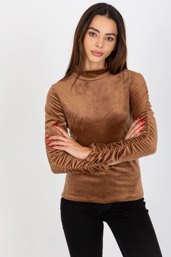 Brown Blouse in Women`s Blouses, Tunics with Spandex and Polyester