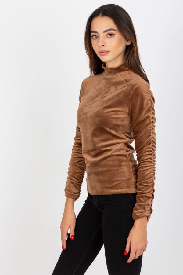 Brown Blouse in Women`s Blouses, Tunics with Spandex and Polyester