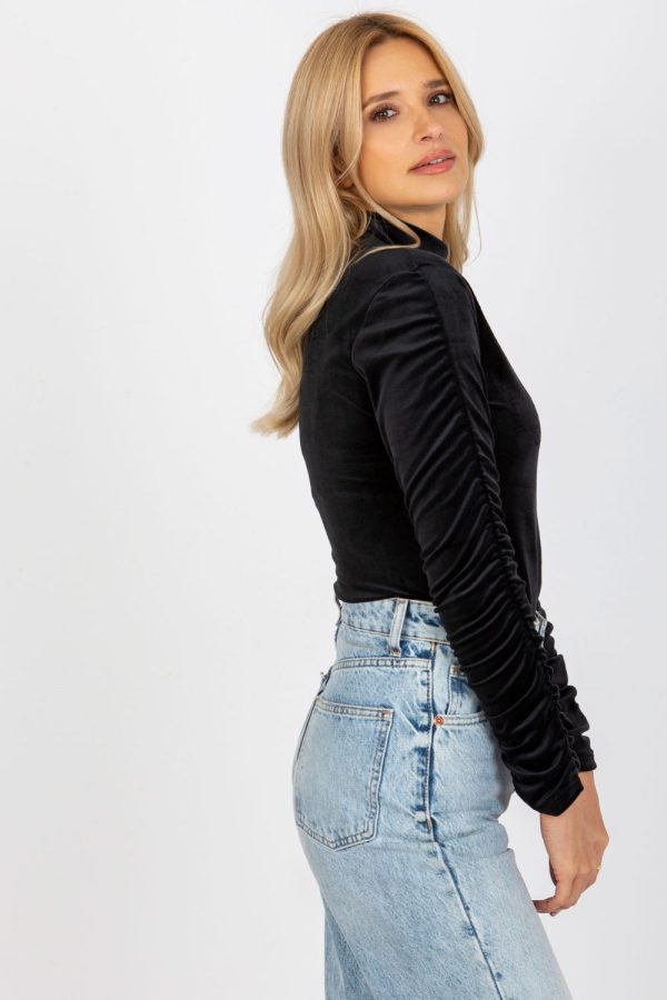 Black Blouse in Women`s Blouses, Tunics with Spandex and Polyester