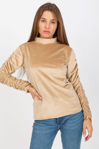 Beige Blouse in Women`s Blouses, Tunics with Spandex and Polyester