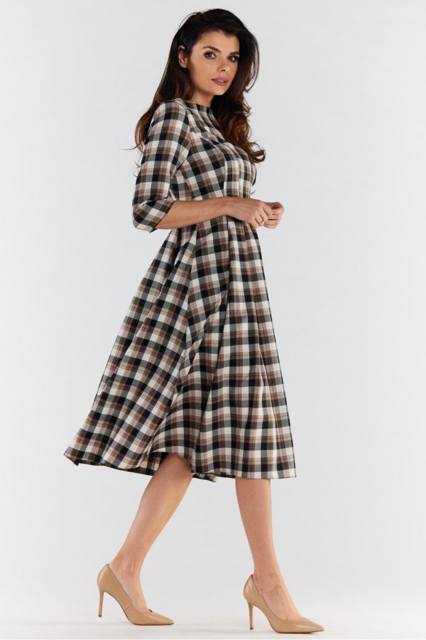 Brown Daydress in Day Dresses with Spandex, Polyester and Viscose