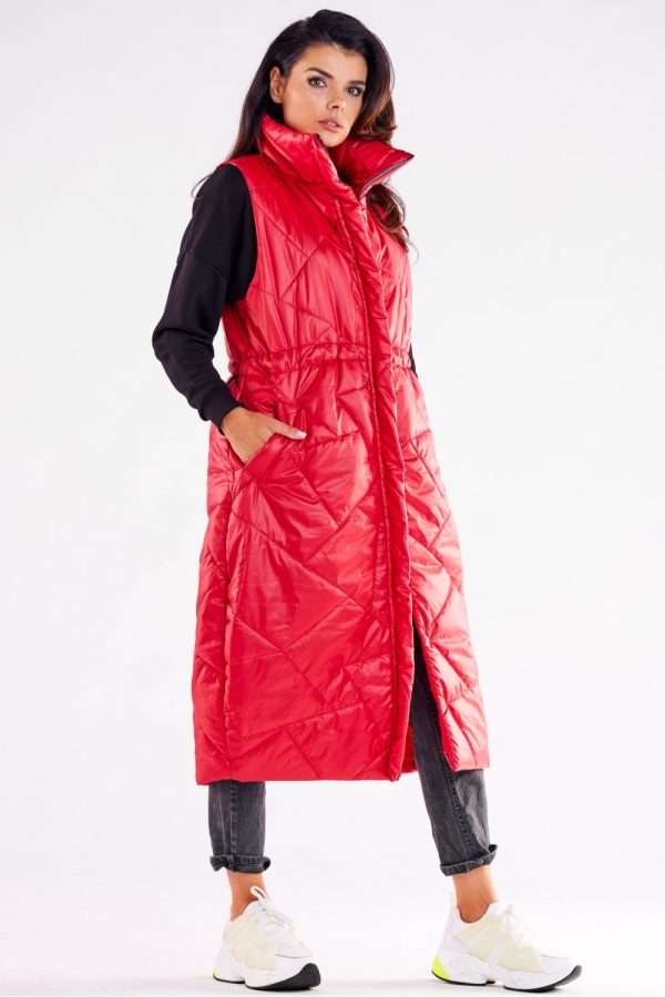 Red Gilet in Women`s Coats, Jackets with Polyester