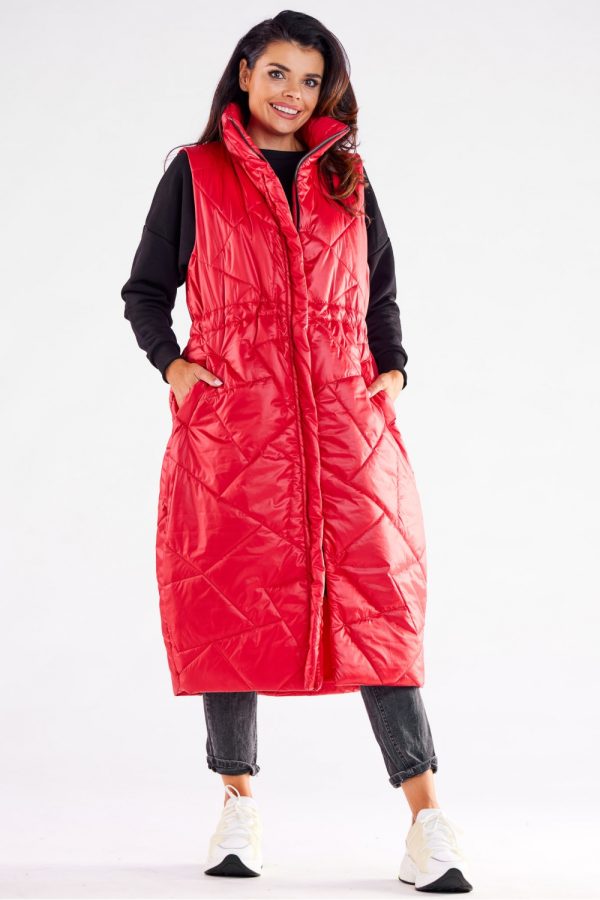 Red Gilet in Women`s Coats, Jackets with Polyester