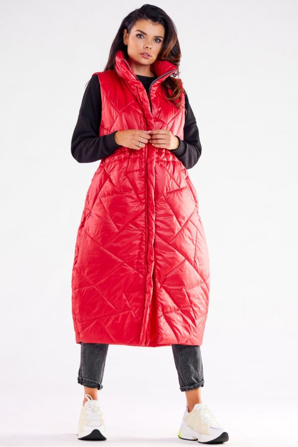 Red Gilet in Women`s Coats, Jackets with Polyester