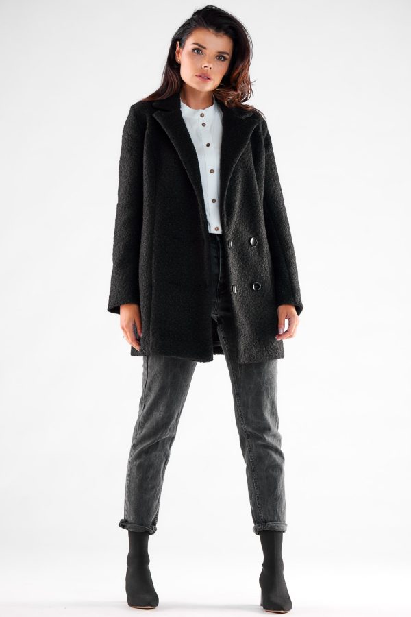 Black Coat in Women`s Coats, Jackets with Polyester