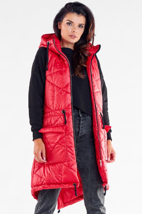Red Gilet in Women`s Coats, Jackets with Polyester