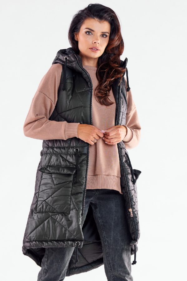 Black Gilet in Women`s Coats, Jackets with Polyester