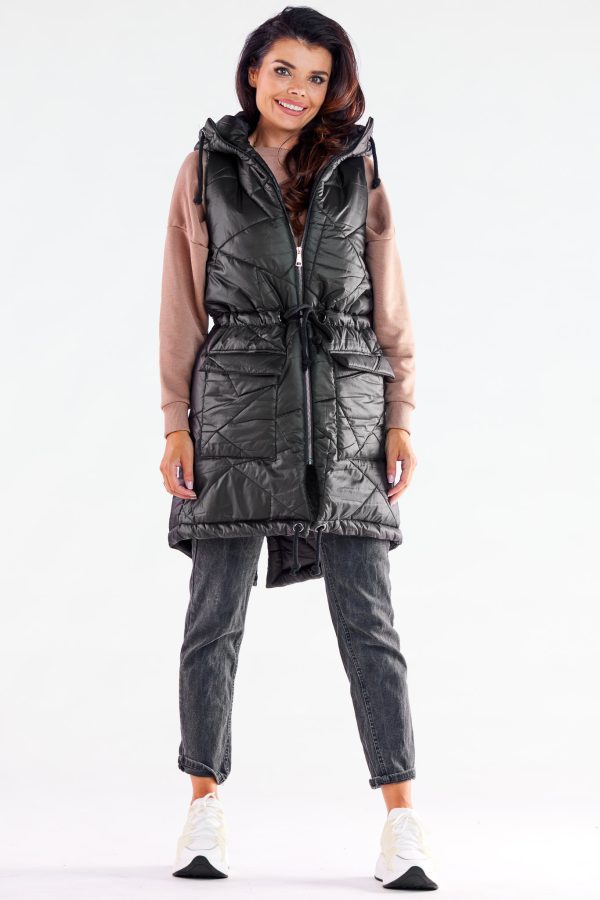 Black Gilet in Women`s Coats, Jackets with Polyester