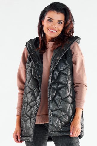 Black Gilet in Women`s Coats, Jackets with Polyester