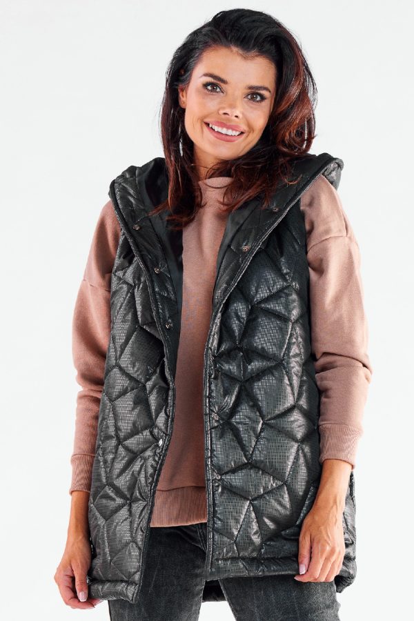 Black Gilet in Women`s Coats, Jackets with Polyester