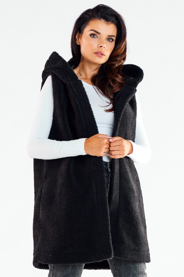 Black Gilet in Women`s Coats, Jackets with Polyester