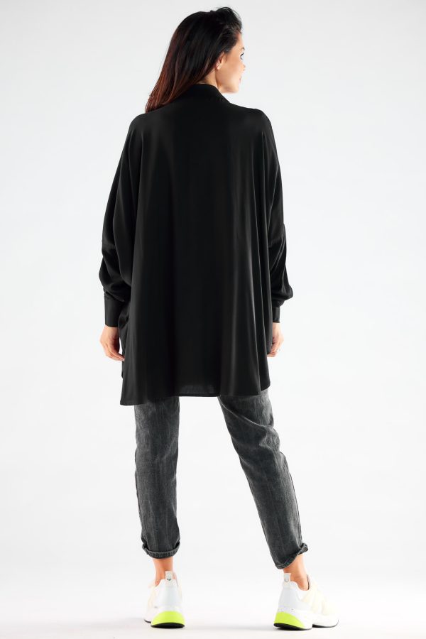 Black Long Sleeve Shirt in Shirts For Women with Spandex and Viscose
