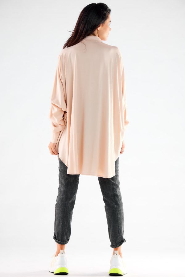 Beige Long Sleeve Shirt in Shirts For Women with Spandex and Viscose