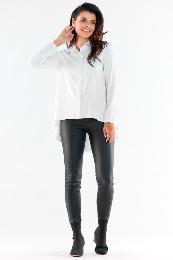 White Long Sleeve Shirt in Shirts For Women with Spandex and Viscose