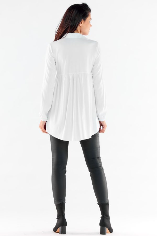 White Long Sleeve Shirt in Shirts For Women with Spandex and Viscose