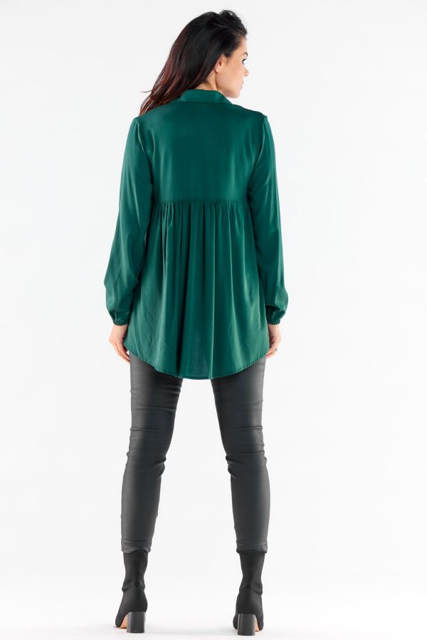 Green Long Sleeve Shirt in Shirts For Women with Spandex and Viscose