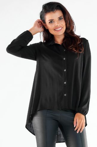 961046 Black Long Sleeve Shirt in Shirts For Women with Spandex and Viscose