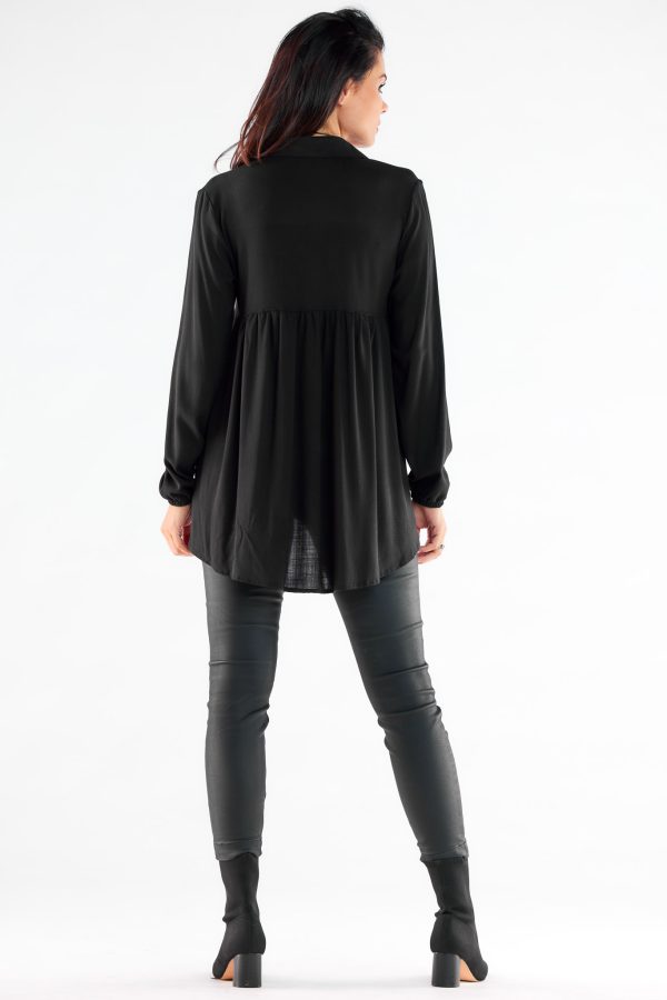 Black Long Sleeve Shirt in Shirts For Women with Spandex and Viscose