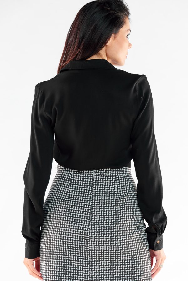 Black Long Sleeve Shirt in Shirts For Women with Spandex and Viscose