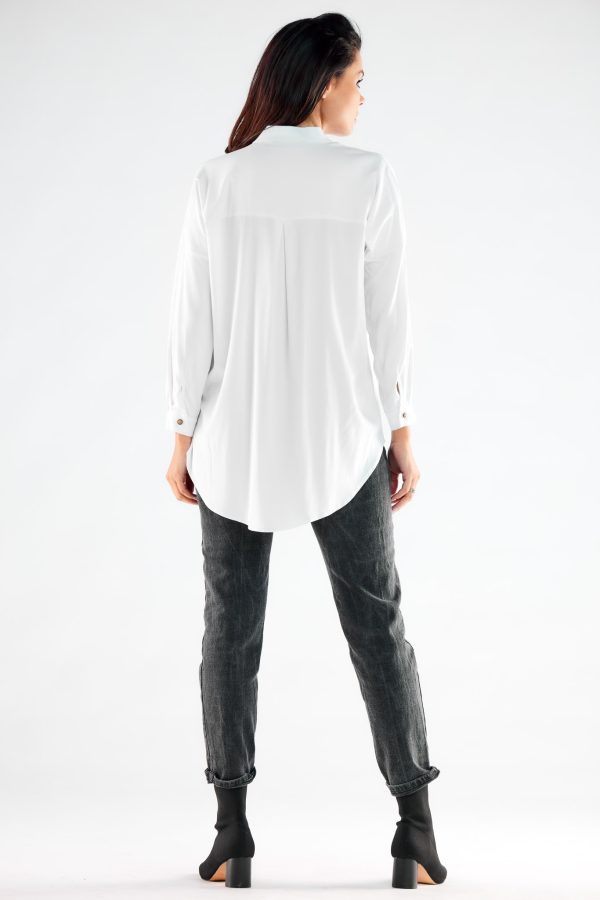 White Long Sleeve Shirt in Shirts For Women with Spandex and Viscose