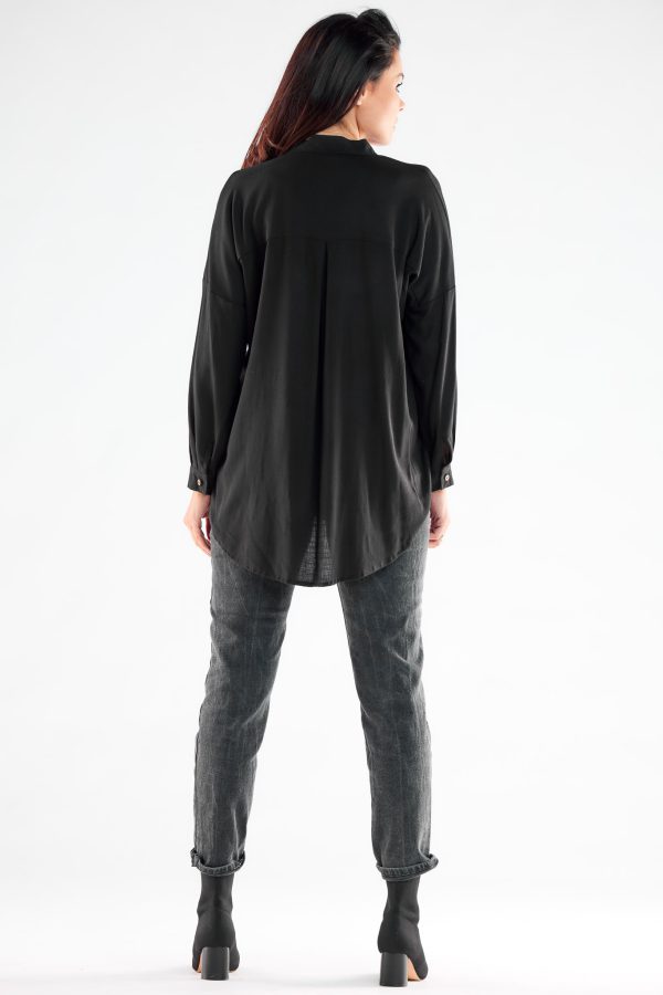 Black Long Sleeve Shirt in Shirts For Women with Spandex and Viscose