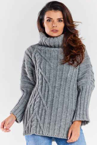 Grey Turtleneck in Sweaters, Pullovers, Jumpers, Turtlenecks, Boleros, Shrugs with Polyamide, Polyacrylic and Polyester