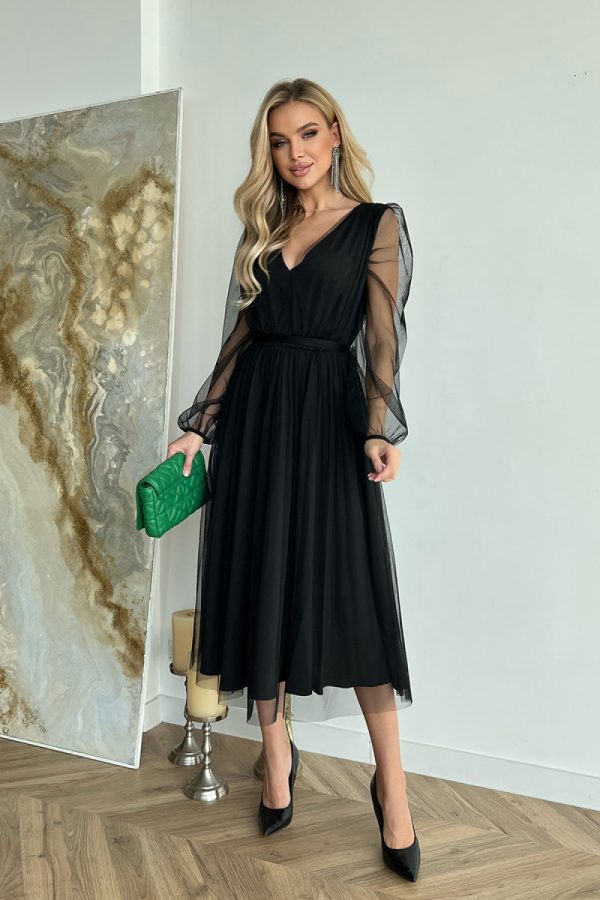 Black Evening Dress in Evening Dresses with Polyester and Viscose