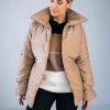 Beige Jacket in Women`s Coats, Jackets with Polyester