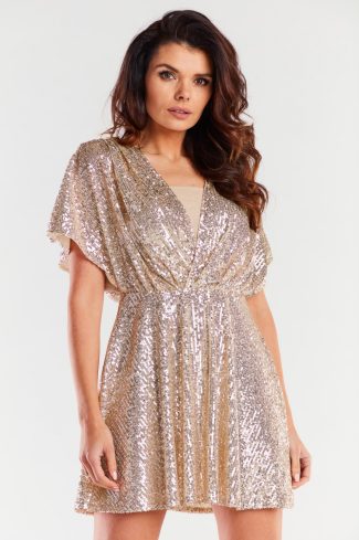Beige Evening Dress in Evening Dresses with Spandex and Polyester