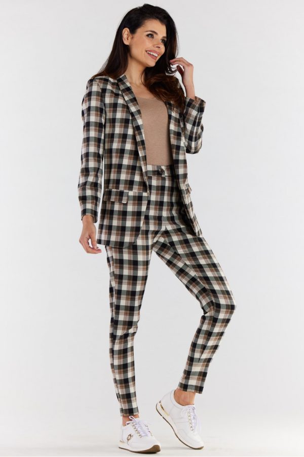 Brown Women Trousers in Pants, Trousers, Shorts with Spandex, Polyester and Viscose
