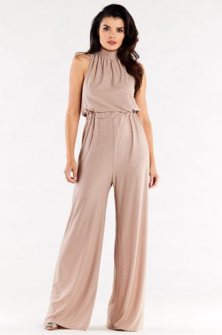 Beige Suit in Playsuits For Women with Spandex and Polyester