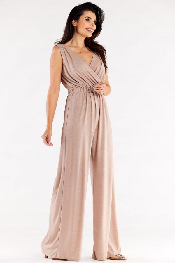 Beige Suit in Playsuits For Women with Spandex and Polyester