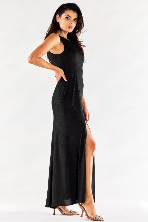 Black Long Dress in Evening Dresses with Spandex and Polyester