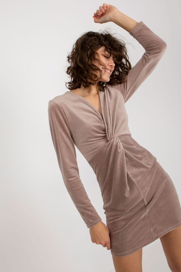 Beige Evening Dress in Evening Dresses with Spandex and Polyester
