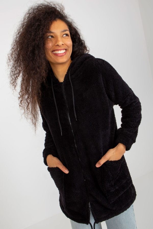 Black Sweatshirt in Sweatshirts For Women with Cotton and Spandex