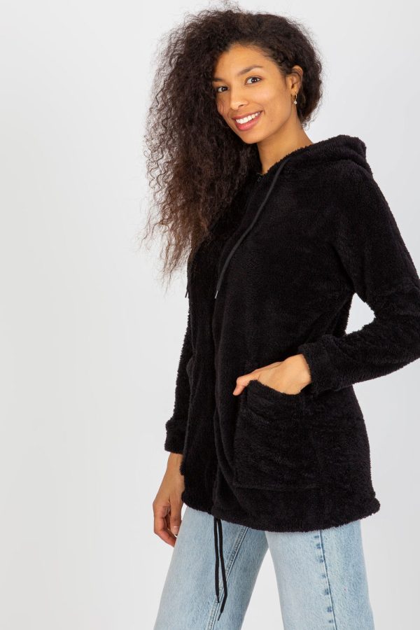 Black Sweatshirt in Sweatshirts For Women with Cotton and Spandex
