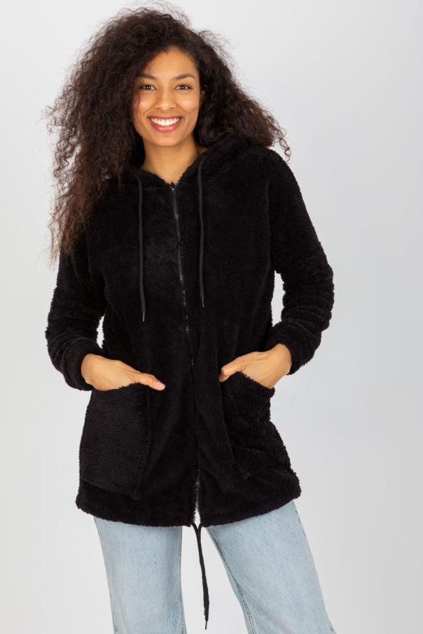 Black Sweatshirt in Sweatshirts For Women with Cotton and Spandex