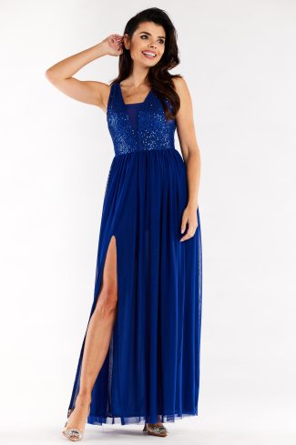Blue Evening Dress in Evening Dresses with Spandex and Polyester