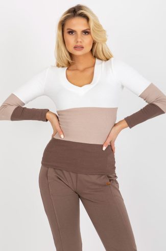 Brown Blouse in Women`s Blouses, Tunics with Cotton and Spandex