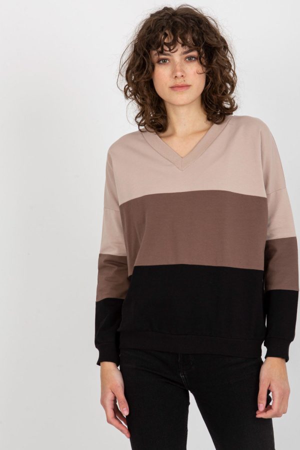 Beige Sweatshirt in Sweatshirts For Women with Cotton and Spandex