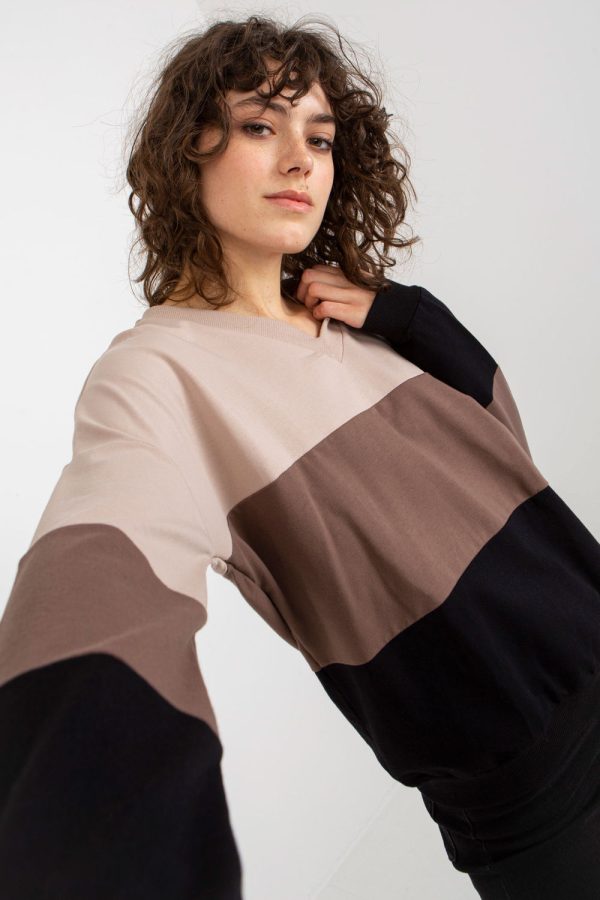 Beige Sweatshirt in Sweatshirts For Women with Cotton and Spandex