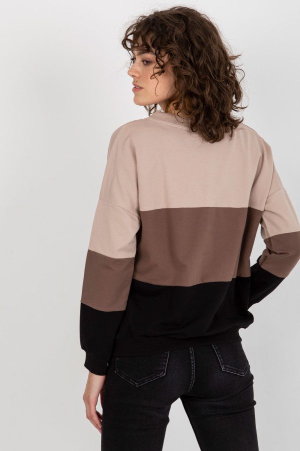 Beige Sweatshirt in Sweatshirts For Women with Cotton and Spandex