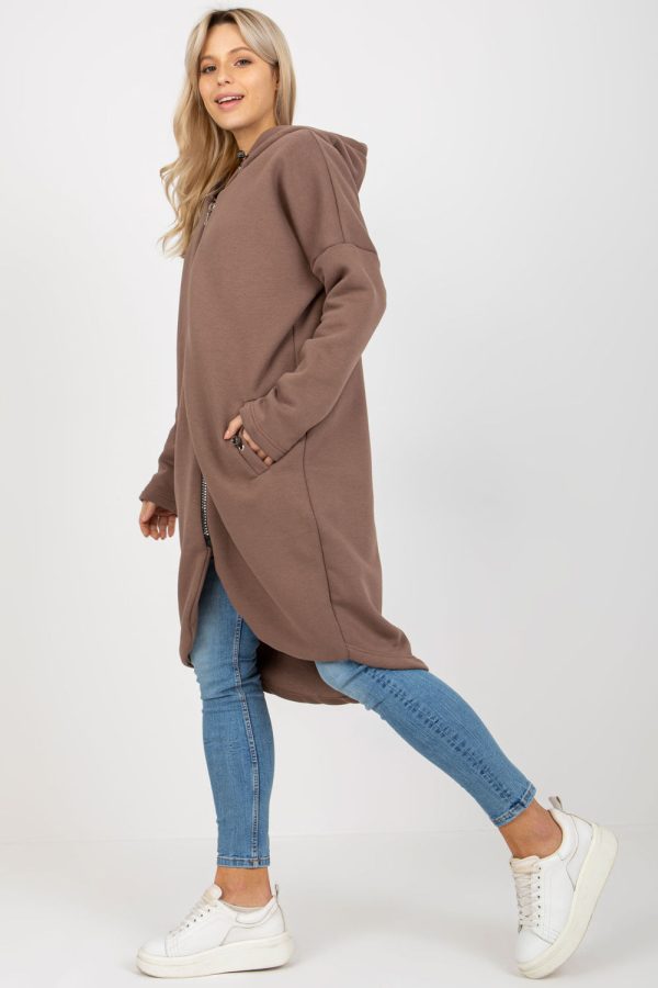 Brown Sweatshirt in Sweatshirts For Women with Cotton and Spandex