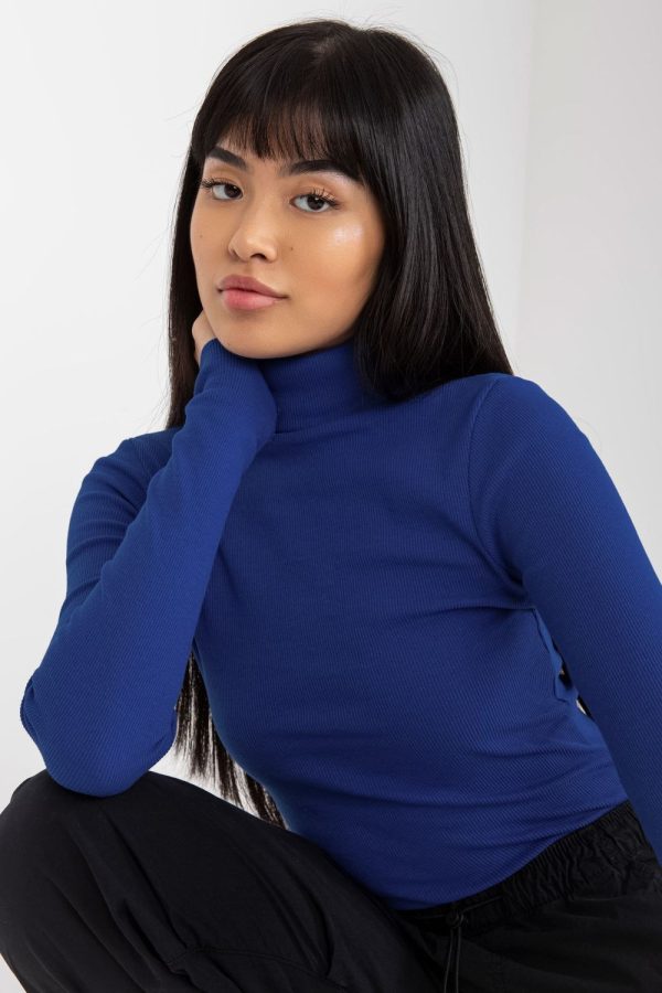 Blue Turtleneck in Sweaters, Pullovers, Jumpers, Turtlenecks, Boleros, Shrugs with Cotton and Spandex
