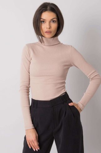 Beige Turtleneck in Sweaters, Pullovers, Jumpers, Turtlenecks, Boleros, Shrugs with Cotton and Spandex