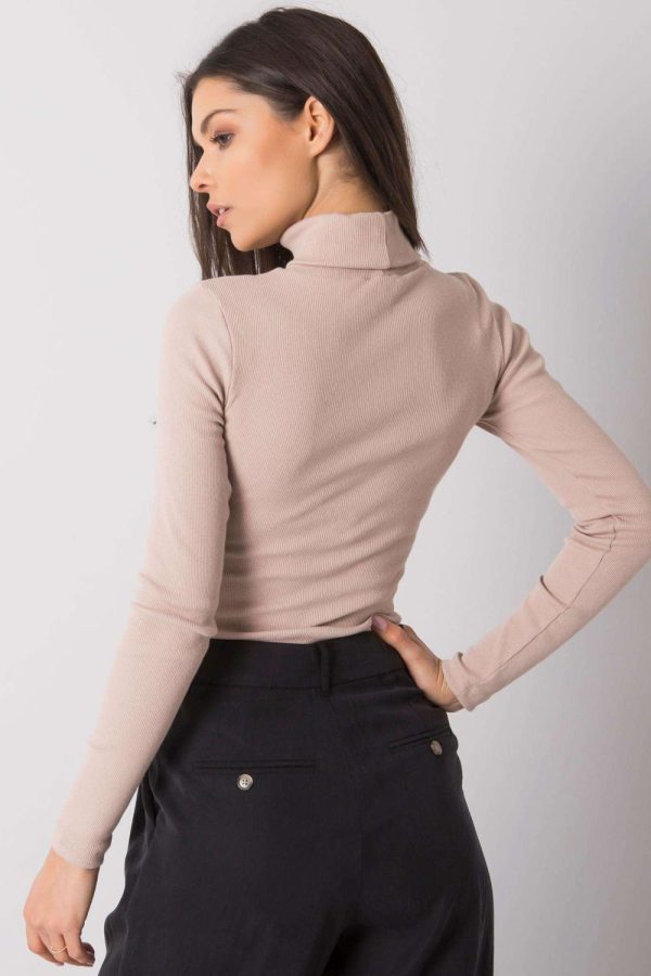 Beige Turtleneck in Sweaters, Pullovers, Jumpers, Turtlenecks, Boleros, Shrugs with Cotton and Spandex