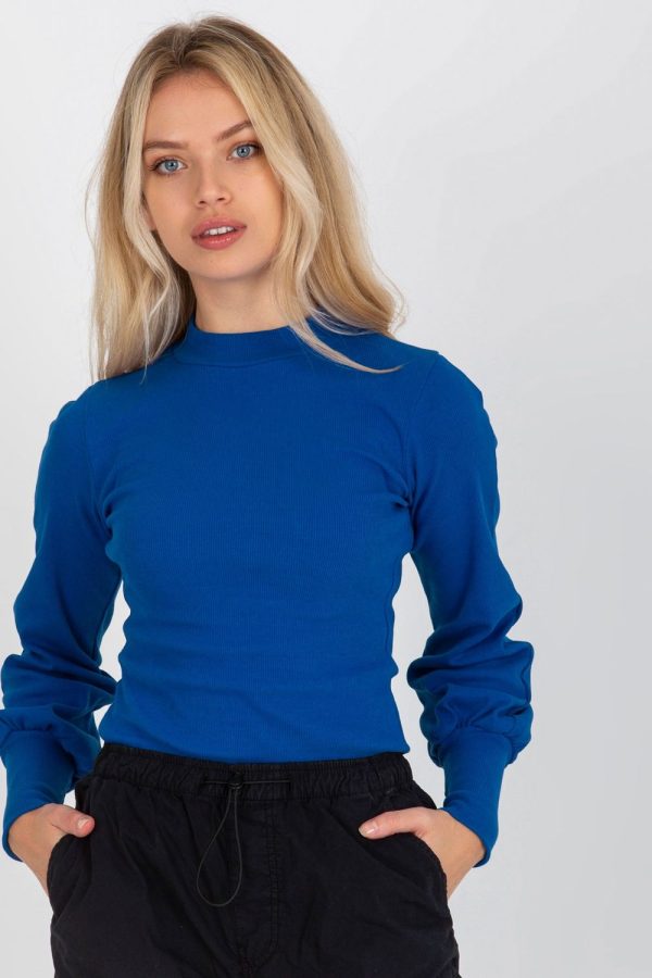 Blue Blouse in Women`s Blouses, Tunics with Cotton and Spandex