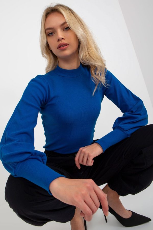Blue Blouse in Women`s Blouses, Tunics with Cotton and Spandex